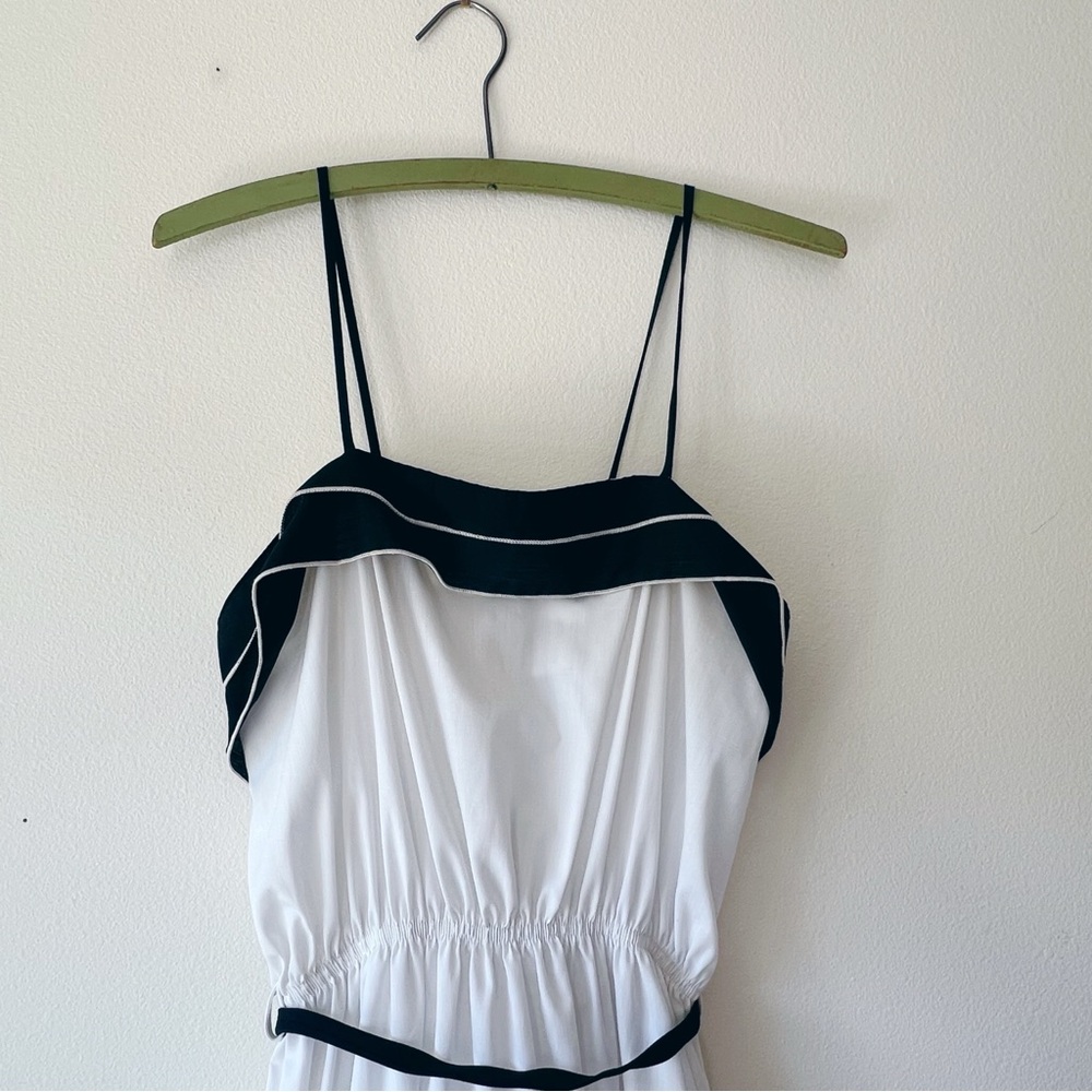 Vintage black and white tiered spaghetti strap midi dress‎ - Picture 2 of 7